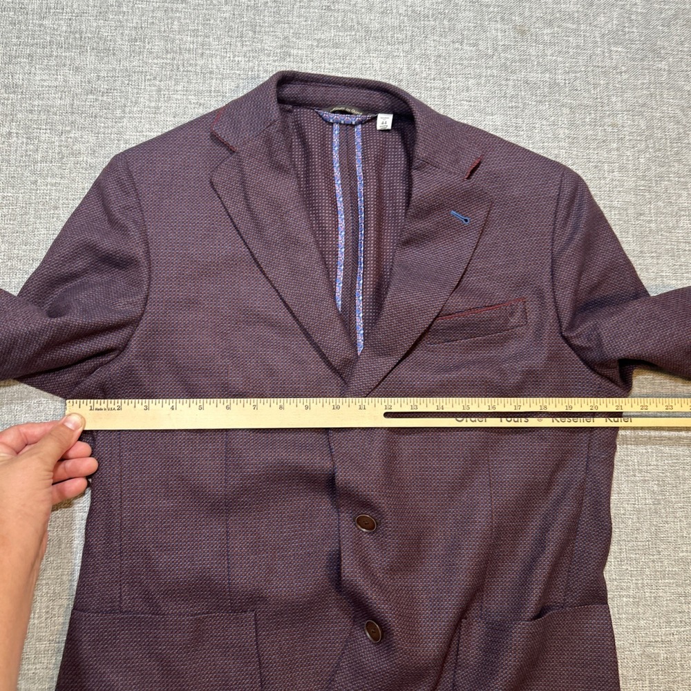 Robert Graham Blazer 44 Burgundy Wool Tweed Birdseye Sport Coat Tailored Fit - Picture 11 of 13
